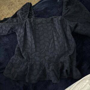 Draper James Navy Eyelet Blouse